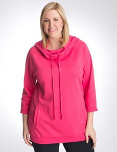 Plus size cowl neck hoodie tunic
