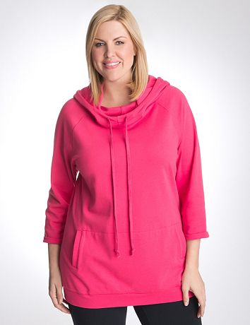 Plus size cowl neck hoodie tunic