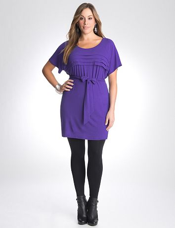 Full figure pleated tunic dress