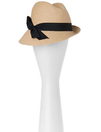 Straw fedora with bow by Lane Bryant