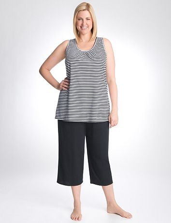 Striped tank & crop sleep set