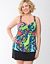 Leaf print swim tank with built in balconette bra