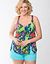 Leaf print swim tank with built in balconette bra