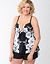 Floral swim tank with built in plunge bra
