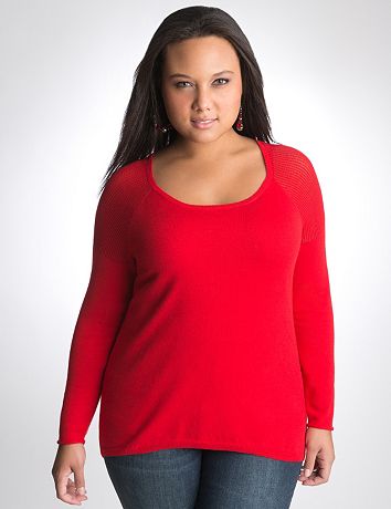 Mesh accent high low sweater by DKNY JEANS