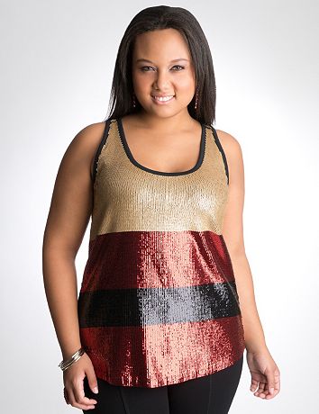 Full Figure Sequin stripe tank by DKNY JEANS
