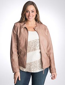 Plus Size Faux Leather Zip Jacket by Lane Bryant