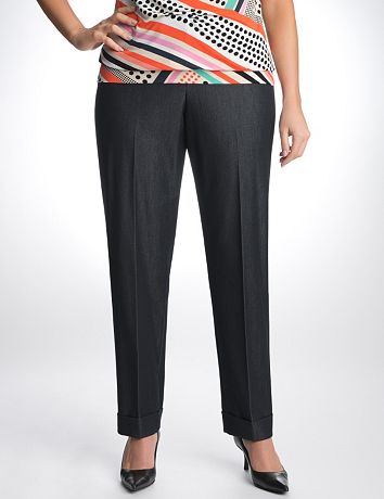 Full figure refined denim ankle pant