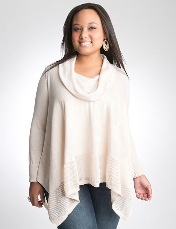 Plus size cowl neck poncho sweater by DKNY JEANS