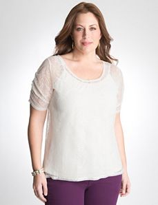 Lace high low top by DKNY JEANS
