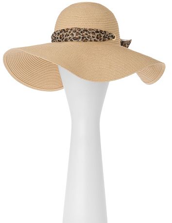 Floppy Hat with Animal Print Scarf