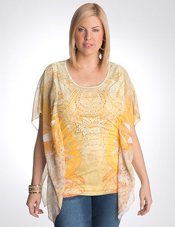 Studded chiffon sleeve top by Seven7