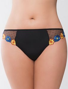 Floral embroidered thong panty by Cacique