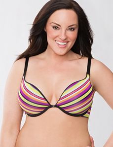 Stripe & solid reversible plunge bra