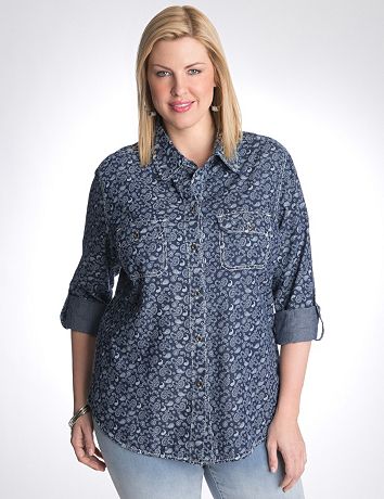 Full Figure Paisley Shirt by Seven7
