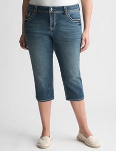 Full Figure Embellished Denim Capri by Lane Bryant