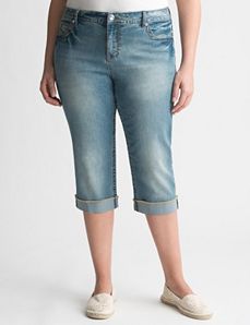 Plus Size embellished cuffed capri