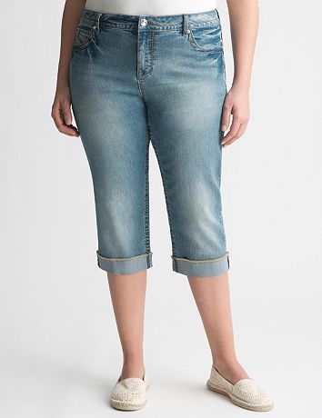 Plus Size embellished cuffed capri
