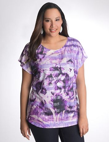 Sequin floral dolman tee