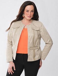 Leather Trim Cropped Jacket by Lane Bryant