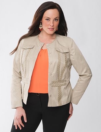 Leather Trim Cropped Jacket by Lane Bryant