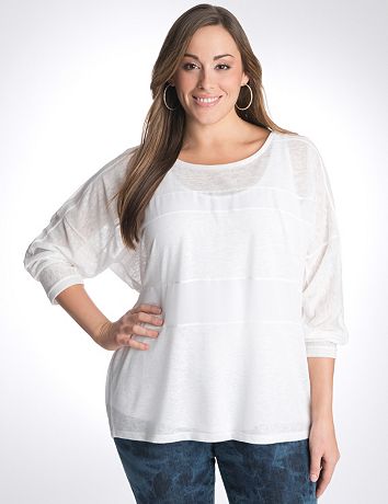 Mixed fabric dolman top by DKNY JEANS