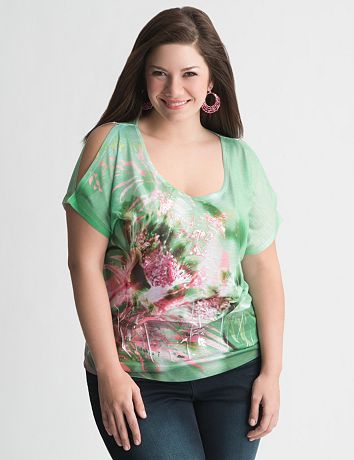 Cold shoulder floral tee by Seven7
