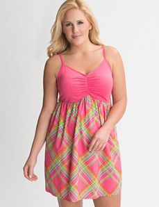 Plaid mixed fabric chemise