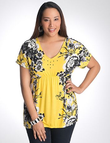 Studded floral top by Lane Bryant