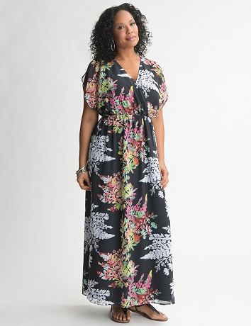 Short Sleeve Floral Maxi Dress by Lane Bryant