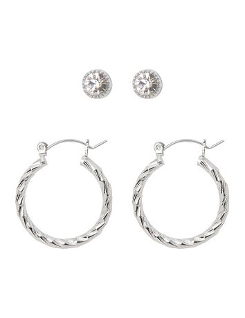 Bezel stud & hoop earrings duo by Lane Bryant