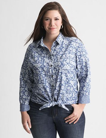 Floral tie front shirt by Seven7