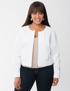 Ruffled White Denim Jacket