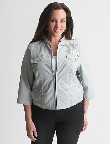 Embellished poplin jacket