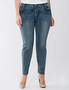 Embellished skinny ankle jean