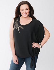 Embellished asymmetric blouse