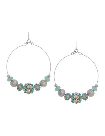 Beaded Hoop Drop Earrings by Lane Bryant