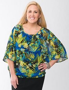 Plus Size Palm Print Blouse by Lane Bryant