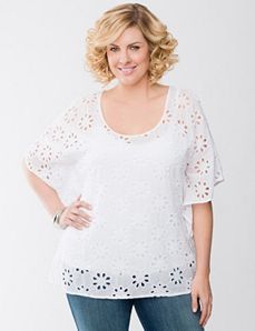 Plus Size Eyelet Cold Shoulder Top by Lane Bryant