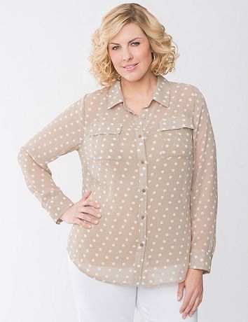 Polka dot crinkled Top by Lane Bryant