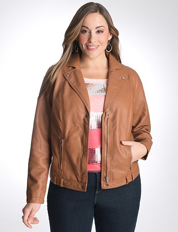 Plus Size Faux Leather Moto Jacket