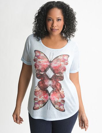 Sheer butterfly tee