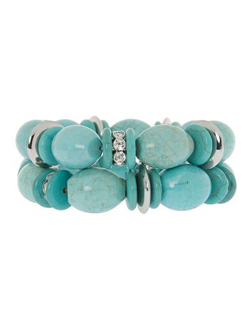 Lane Collection faux turquoise stretch bracelet duo