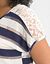 Lace shoulder striped tee