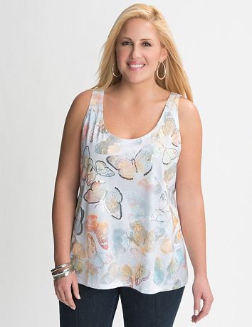 Lace back butterfly tank