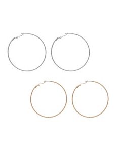 Textured hoop earrings duo by Lane Bryant
