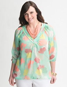 Floral bubble hem Top by Lane Bryant