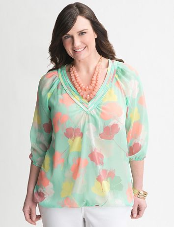 Floral bubble hem Top by Lane Bryant