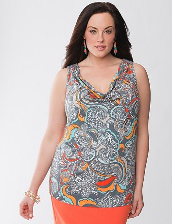 Lane Collection embellished cowl tank