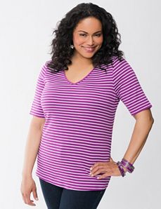 Plus Size Striped V-neck tee by Lane Bryant